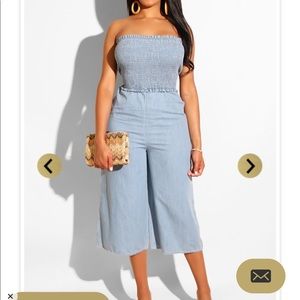 Denim flared jumpsuit